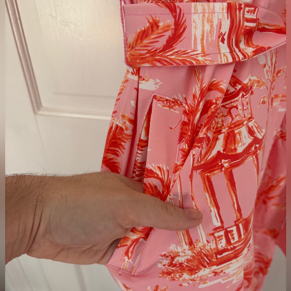NWOT J. McLaughlin Dolly Catalina Dress Pink Flamingo Palm Trees, Size Medium M - Picture 5 of 11